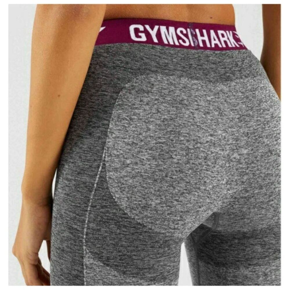 Gymshark Dry Flex Seamless Shorts Gray Maroon Logo Women's